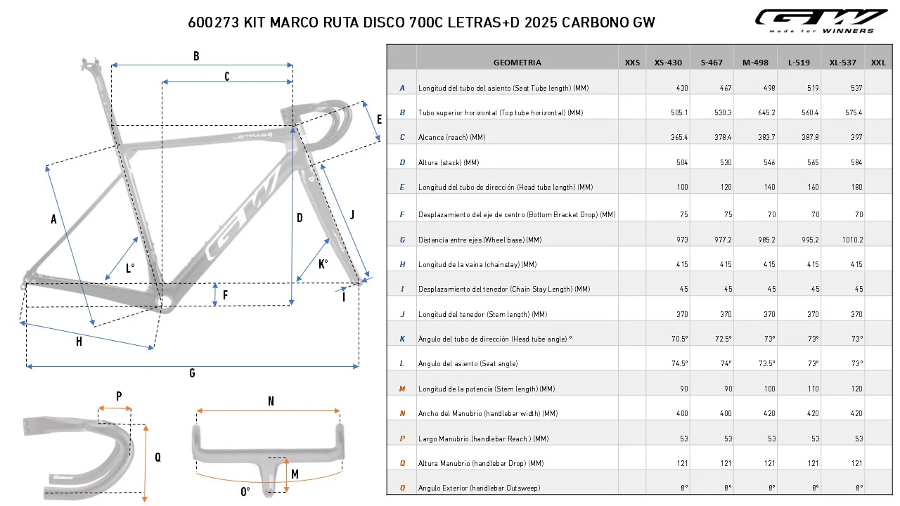 BICICLETA RUTA 700C 2X12VEL LETRAS 105 2025 CARBON GW - Image 6